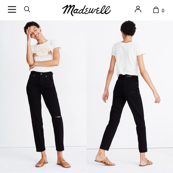 Madewell The Perfect Vintage Jean in Stone Black: Knee Slit Edition High Rise 24 - Picture 2 of 16